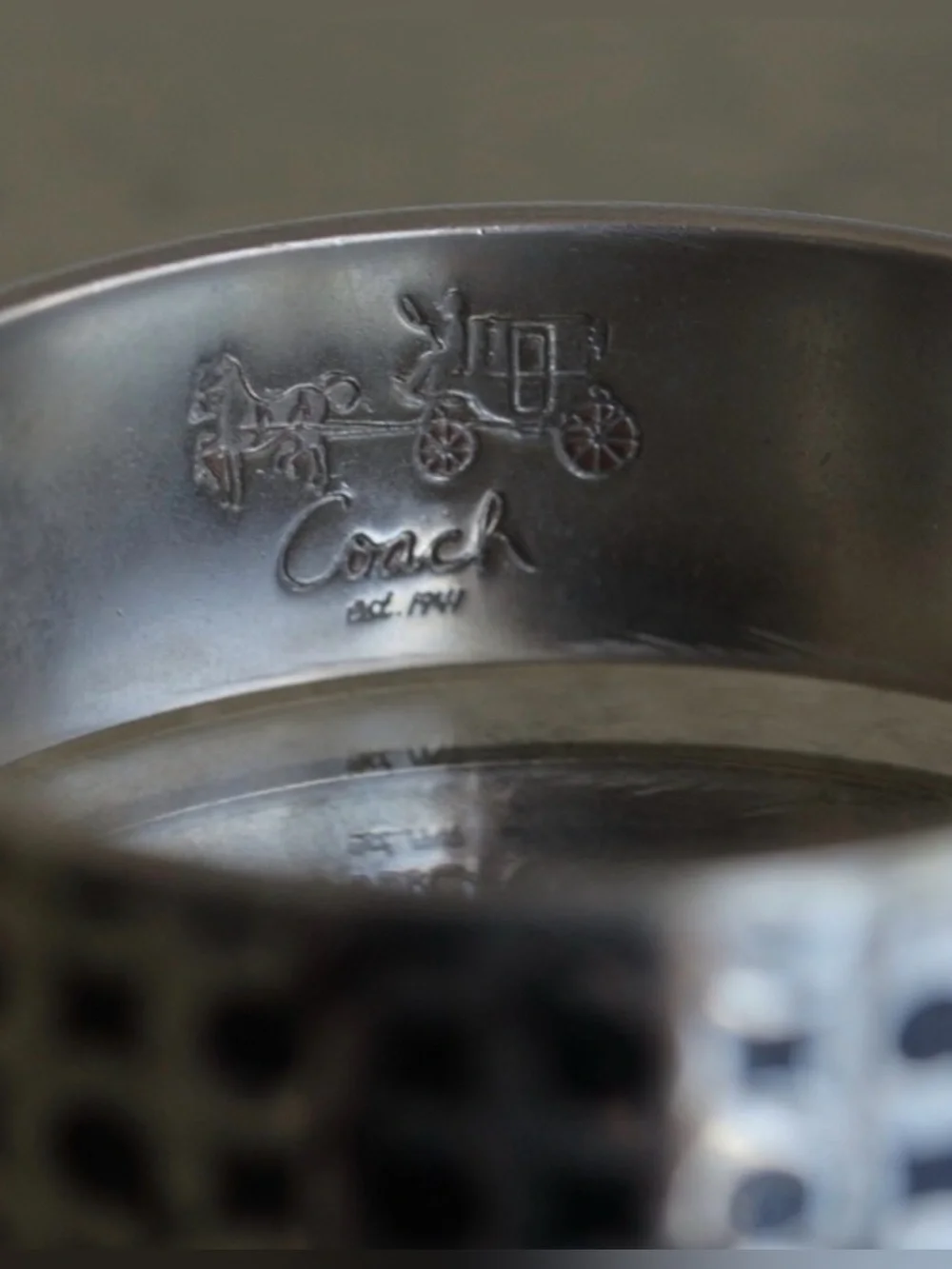 LOW START Coach EUC Silver Tone Hinged Bangle Bracelet
